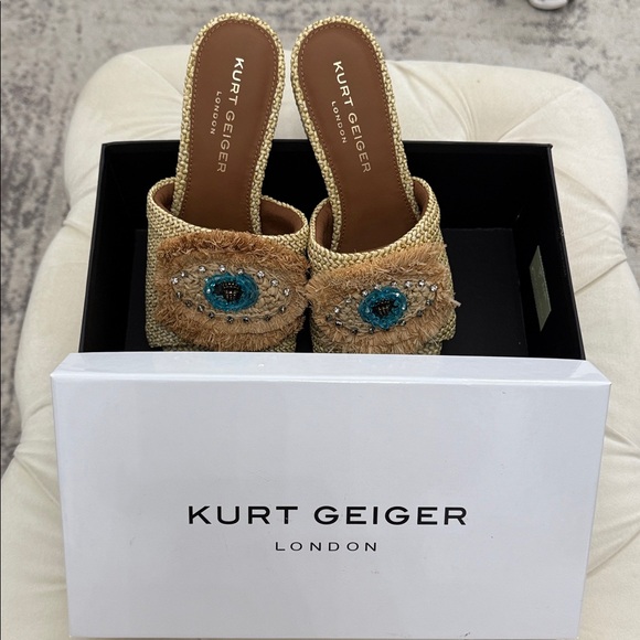 Kurt Geiger NWT Olive & Beige Block Heel Women’s Occasion Shoes Size 8 - Picture 12 of 14